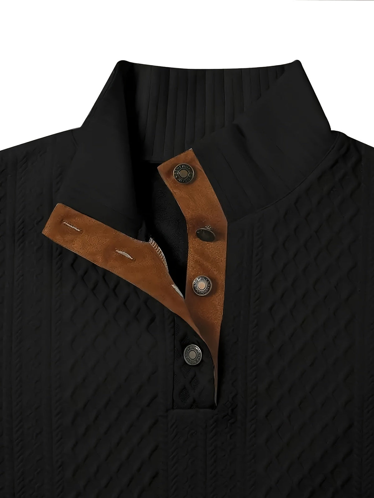 Men's Stand-Collar Button Henley Knit Sweater | Classic Casual Everyday Cosy Pullover | Smart Casual Everyday Autumn Winter Knitwear