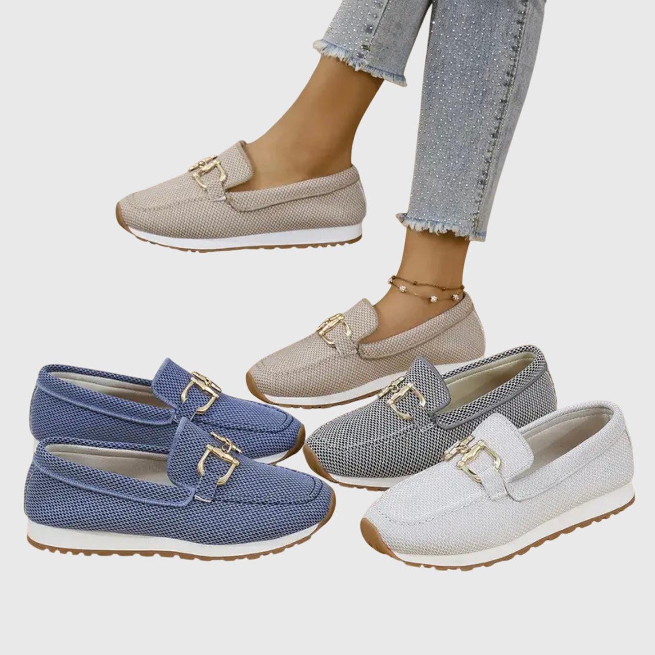 Damen Mesh-Loafer | Bequeme Damen Slipper mit Schnalle | Elegante Damen Sommer-Slipper