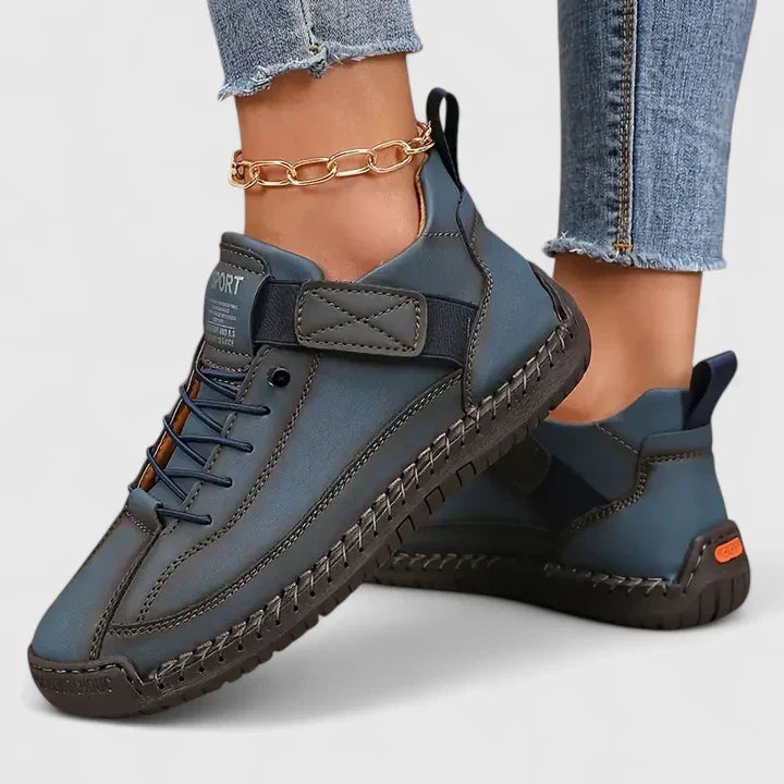 Women's Leather Lace-Up Comfort Shoes | Supportive Cushioned Casual Everyday Walking Shoes | Everyday Comfortable Casual Shoes