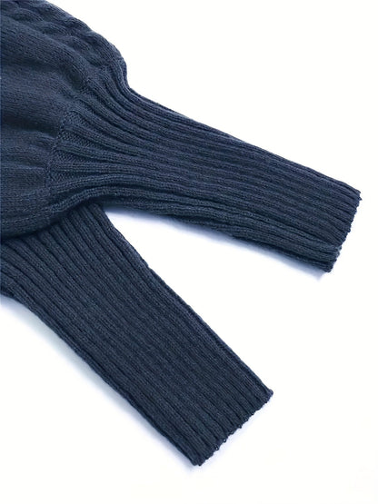 Women's Textured Half-Collar Knit Sweater | Cosy Classic Casual Everyday Jumper | Smart Casual Everyday Autumn Winter Knitwear