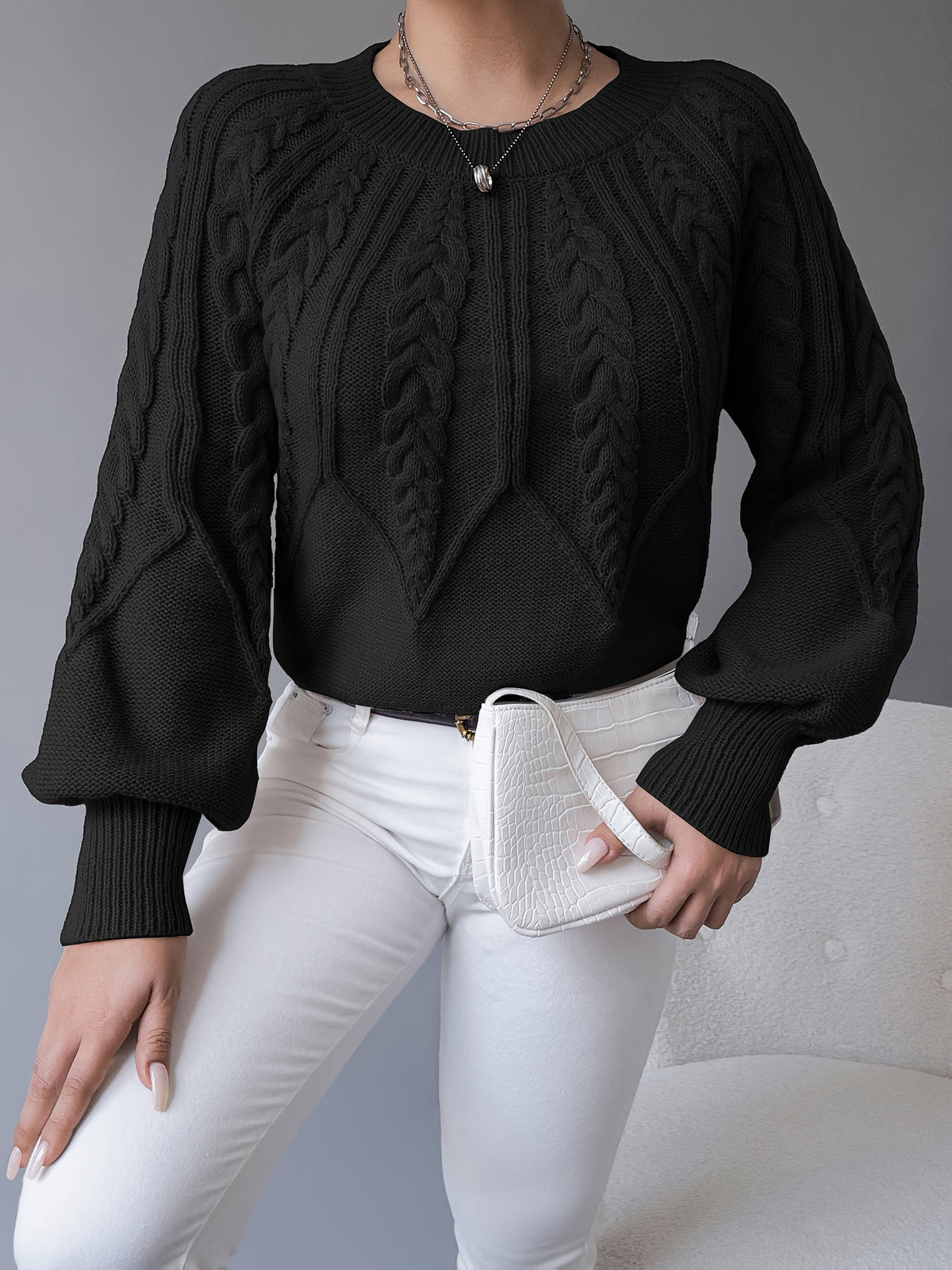 Women's Cable-Knit Textured Pullover Sweater | Classic Cosy Casual Everyday Jumper | Smart Casual Everyday Autumn Winter Knitwear