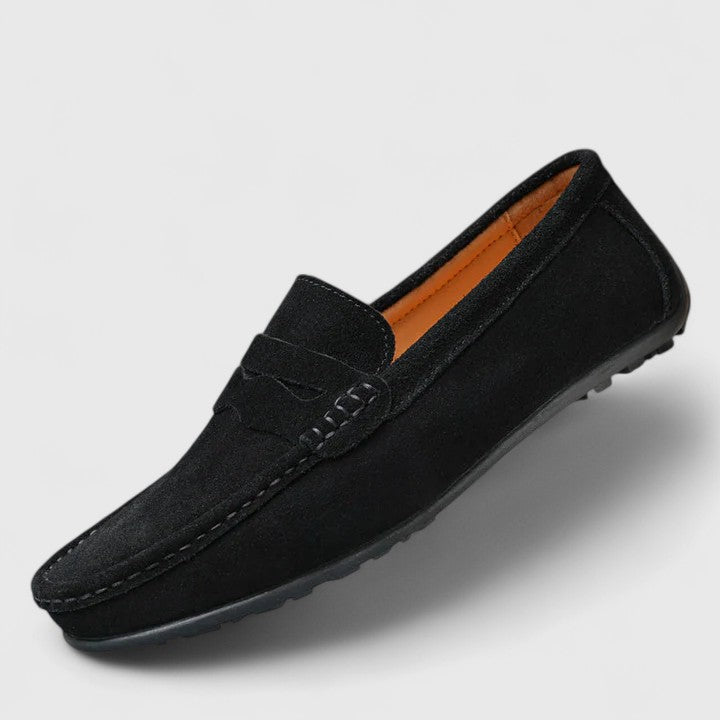 Men's Suede Penny Slip-On Loafers | Classic Blue Casual Comfortable Everyday Loafers | Smart Casual Office Everyday Shoes