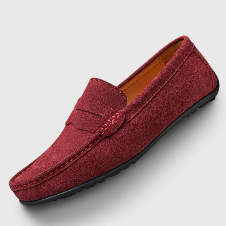 Men's Suede Penny Slip-On Loafers | Classic Blue Casual Comfortable Everyday Loafers | Smart Casual Office Everyday Shoes