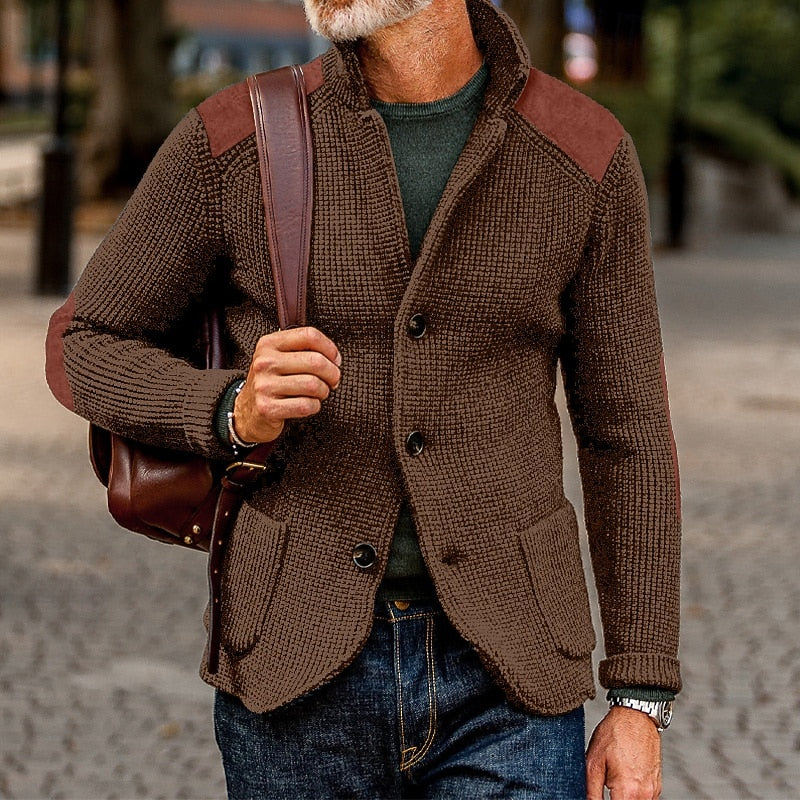 Men's Textured Knit Open-Front Cardigan | Classic Cosy Casual Everyday Cardigan | Smart Casual Everyday Autumn Winter Knitwear