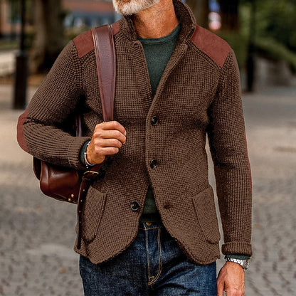 Men's Textured Knit Open-Front Cardigan | Classic Cosy Casual Everyday Cardigan | Smart Casual Everyday Autumn Winter Knitwear