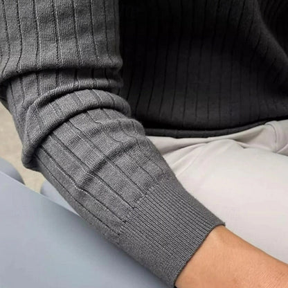 Men's Ribbed Henley Knit Sweater | Casual Everyday Cosy Comfortable Pullover | Smart Casual Everyday Autumn Winter Knitwear