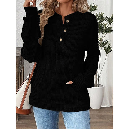 Women's Relaxed Henley Long-Sleeve Top | Soft Casual Everyday Comfortable Top | Smart Casual Everyday Everyday Top