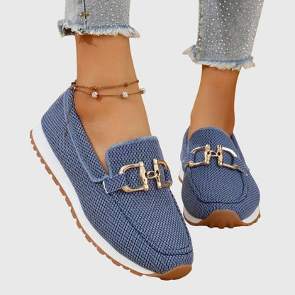 Damen Mesh-Loafer | Bequeme Damen Slipper mit Schnalle | Elegante Damen Sommer-Slipper