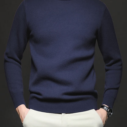 Men's Refined High-Neck Knit Sweater | Classic Cosy Casual Everyday Pullover | Smart Casual Everyday Autumn Winter Knitwear