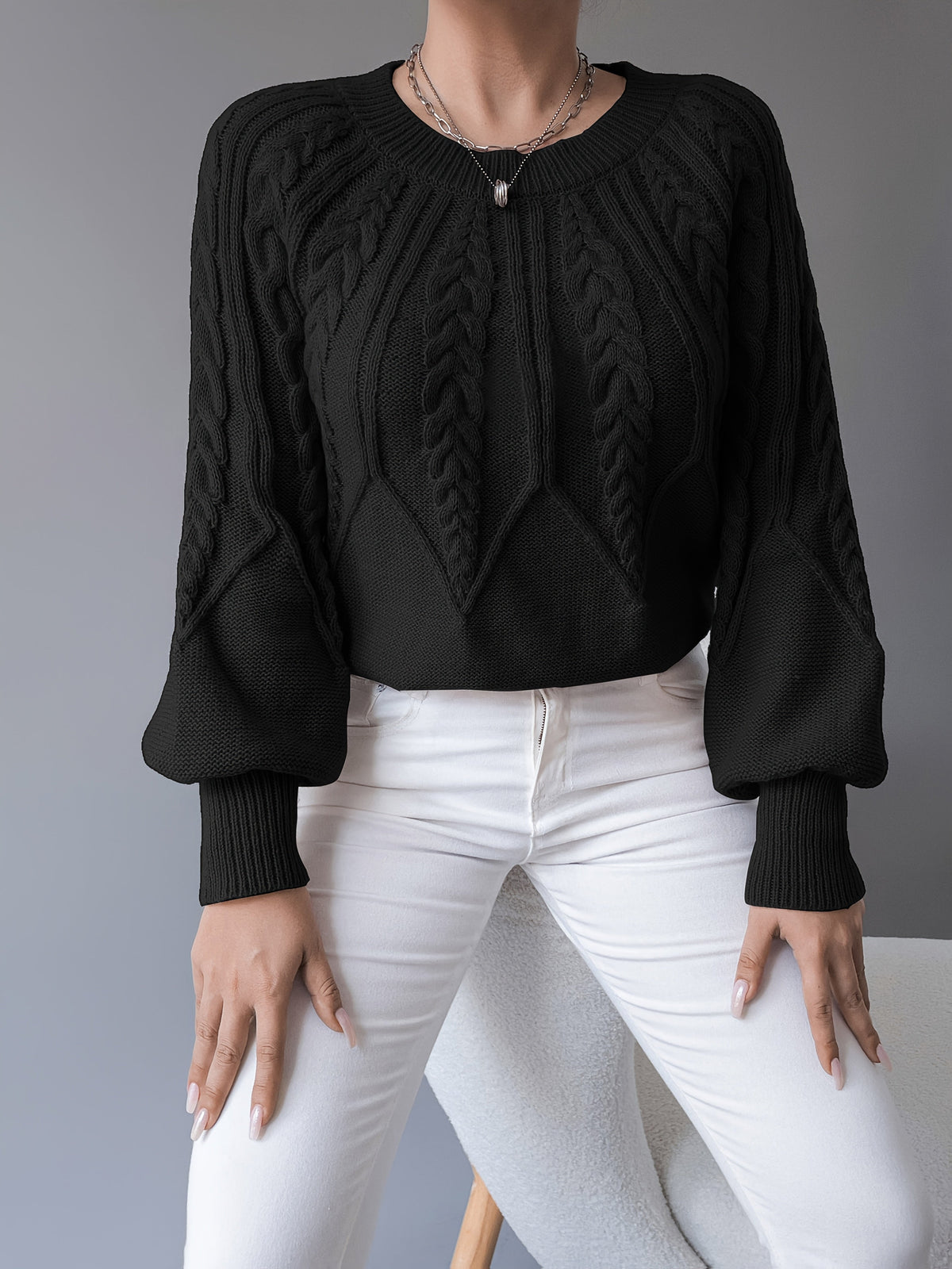 Women's Cable-Knit Textured Pullover Sweater | Classic Cosy Casual Everyday Jumper | Smart Casual Everyday Autumn Winter Knitwear