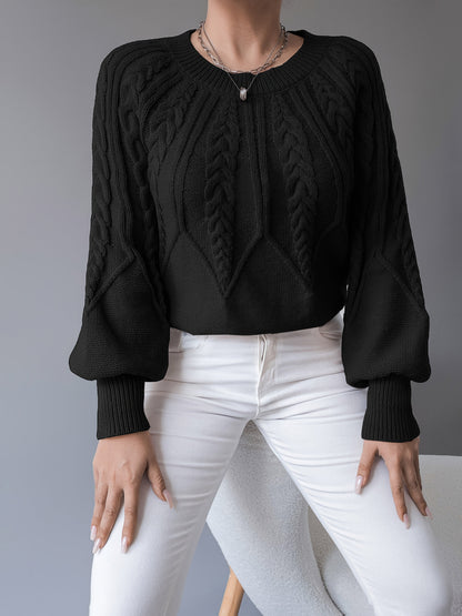 Women's Cable-Knit Textured Pullover Sweater | Classic Cosy Casual Everyday Jumper | Smart Casual Everyday Autumn Winter Knitwear