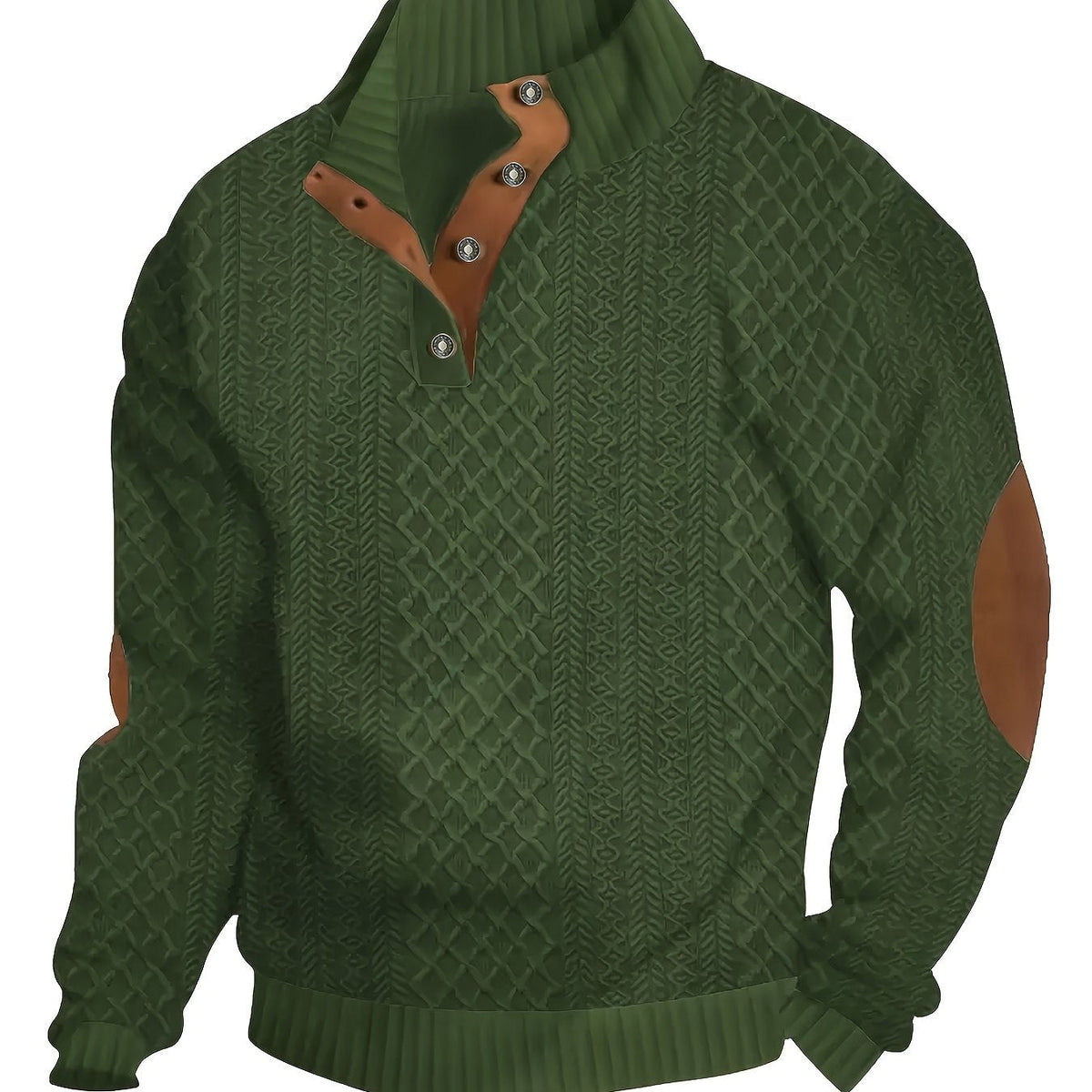 Men's Stand-Collar Button Henley Knit Sweater | Classic Casual Everyday Cosy Pullover | Smart Casual Everyday Autumn Winter Knitwear