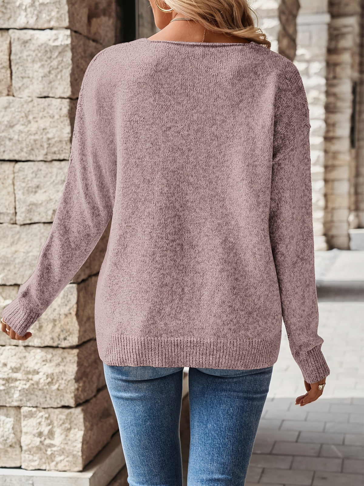 Women's Relaxed V-Neck Knit Sweater | Soft Cosy Casual Everyday Jumper | Smart Casual Everyday Autumn Winter Knitwear