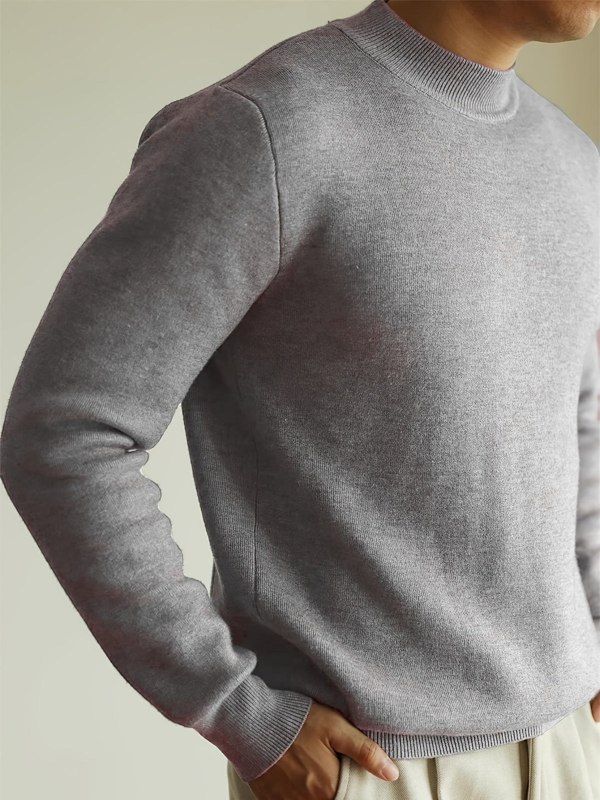 Men's Refined High-Neck Knit Sweater | Classic Cosy Casual Everyday Pullover | Smart Casual Everyday Autumn Winter Knitwear