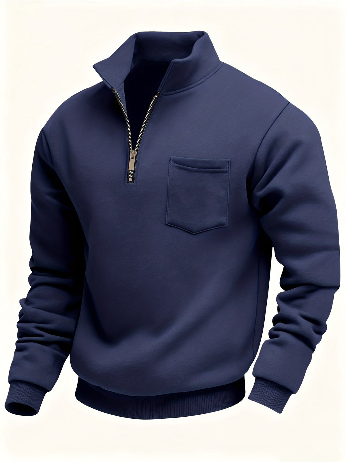 Herren-Pullover aus feinem Strick mit halbem Reißverschluss | Weicher, lässiger und gemütlicher Alltagspullover | Elegante lässige Strickmode für Herbst und Winter
