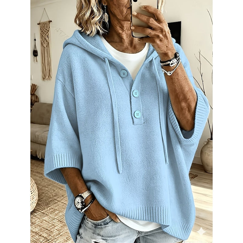 Women's Relaxed Hooded Knit Sweater | Cosy Casual Everyday Hoodie Pullover | Smart Casual Everyday Autumn Winter Knitwear
