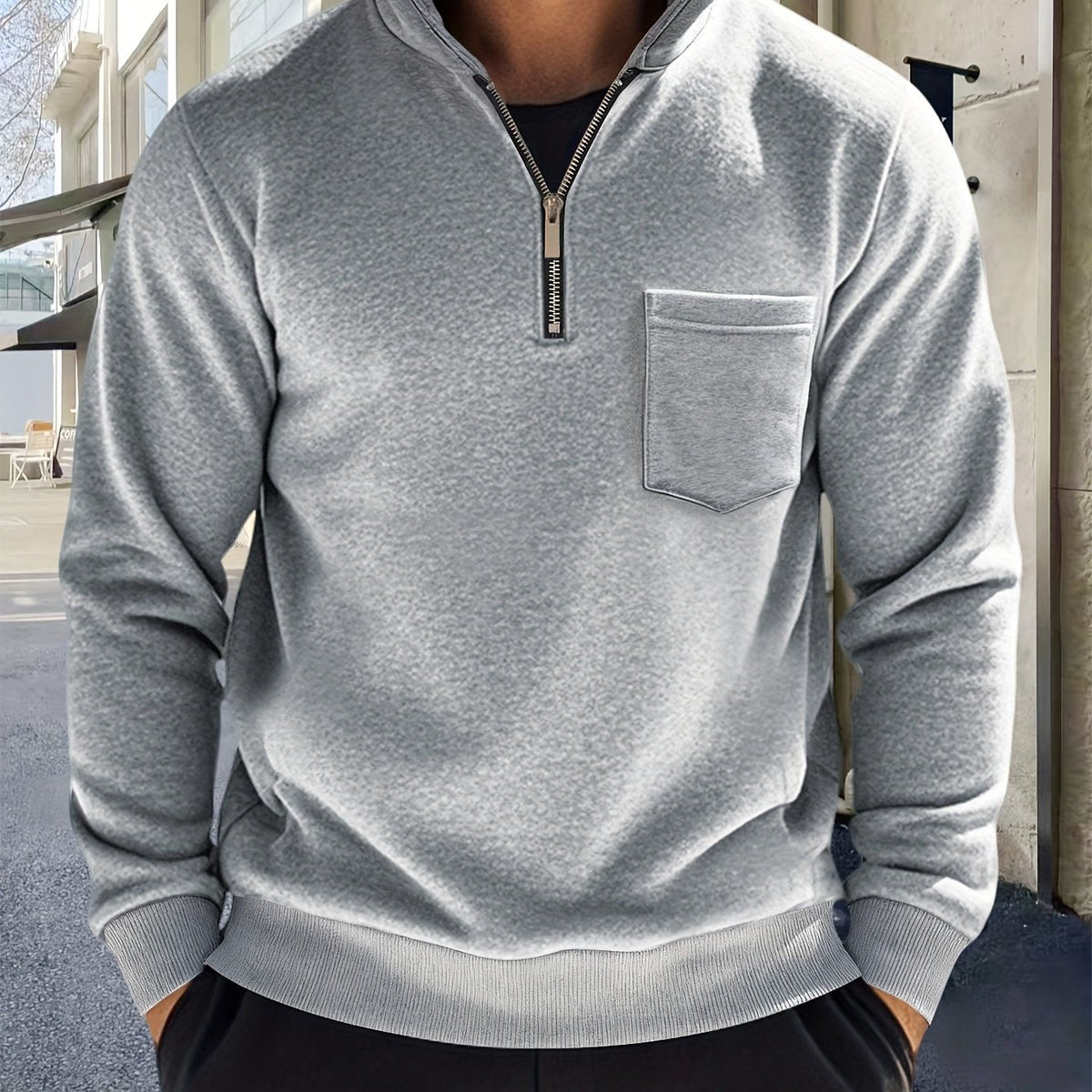 Herren-Pullover aus feinem Strick mit halbem Reißverschluss | Weicher, lässiger und gemütlicher Alltagspullover | Elegante lässige Strickmode für Herbst und Winter