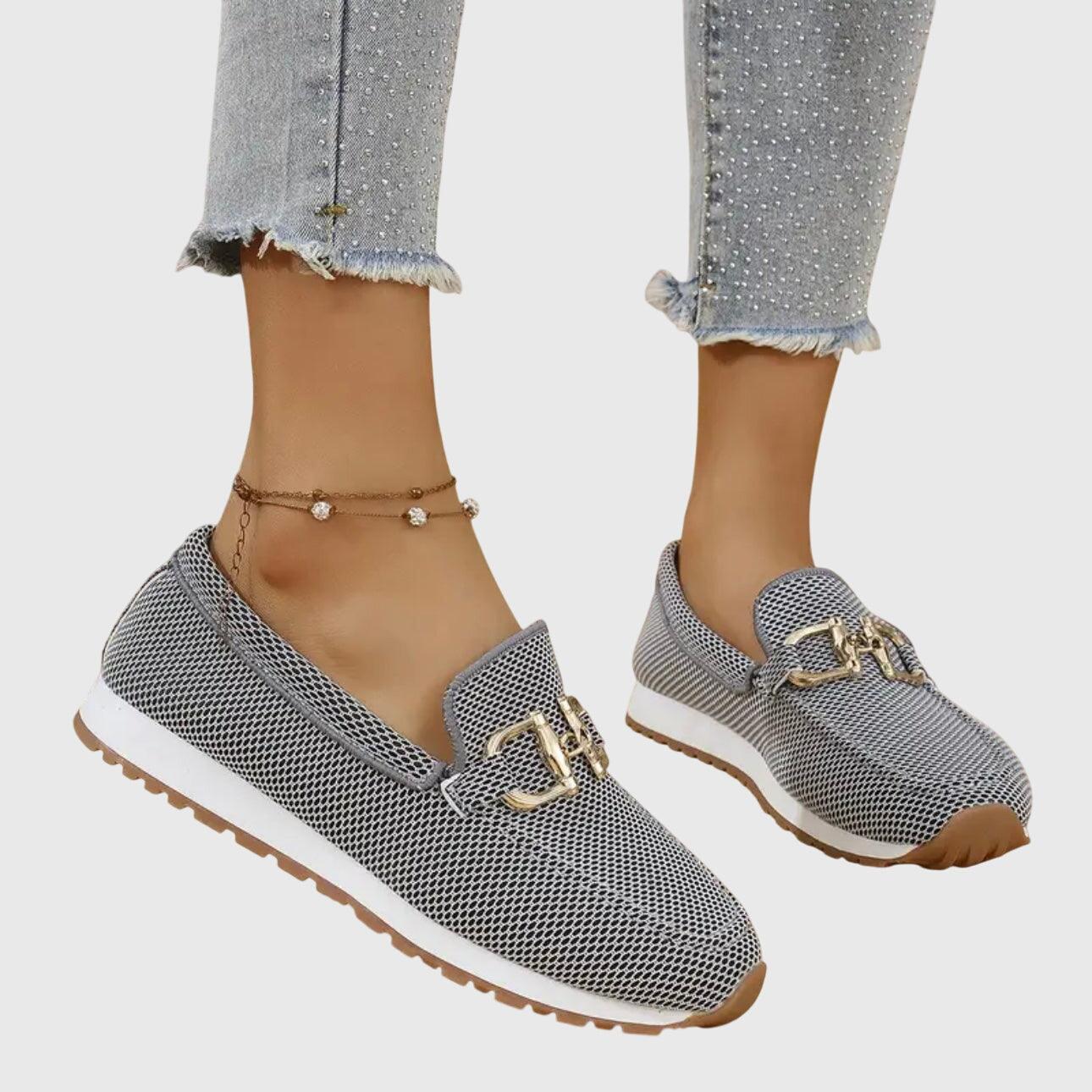 Damen Mesh-Loafer | Bequeme Damen Slipper mit Schnalle | Elegante Damen Sommer-Slipper