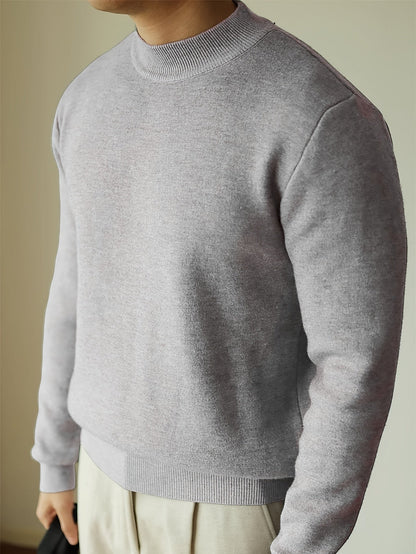Men's Refined High-Neck Knit Sweater | Classic Cosy Casual Everyday Pullover | Smart Casual Everyday Autumn Winter Knitwear