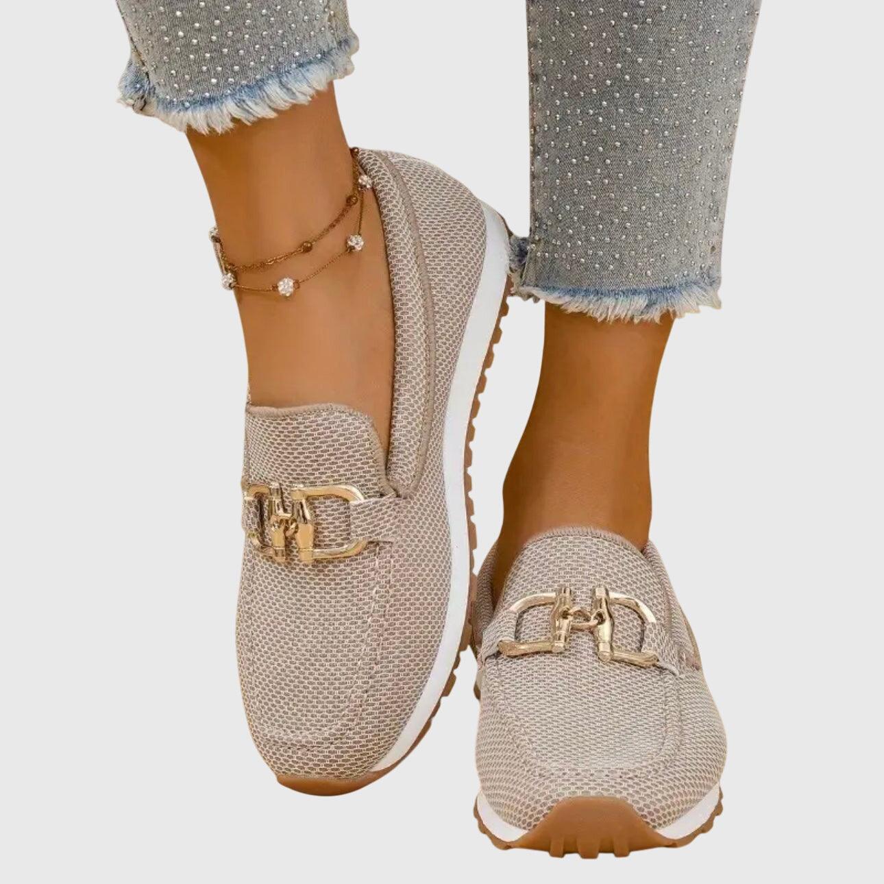 Damen Mesh-Loafer | Bequeme Damen Slipper mit Schnalle | Elegante Damen Sommer-Slipper