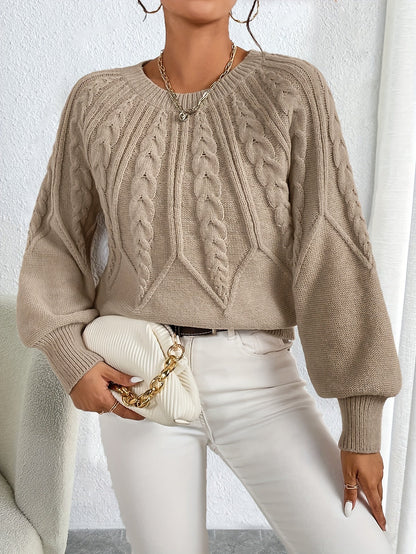 Women's Cable-Knit Textured Pullover Sweater | Classic Cosy Casual Everyday Jumper | Smart Casual Everyday Autumn Winter Knitwear