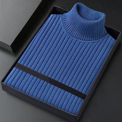 Men's Ribbed High-Neck Knit Sweater | Classic Warm Cosy Casual Everyday Pullover | Smart Casual Everyday Autumn Winter Knitwear