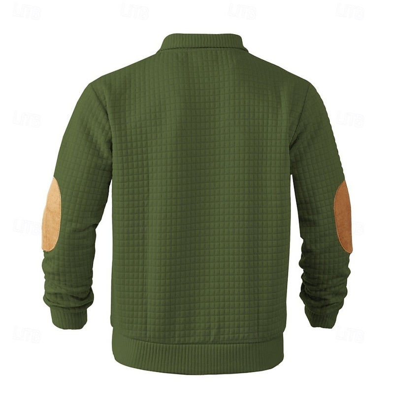 Men's Textured Stand-Collar Knit Pullover | Classic Cosy Casual Everyday Sweater | Smart Casual Everyday Autumn Winter Knitwear