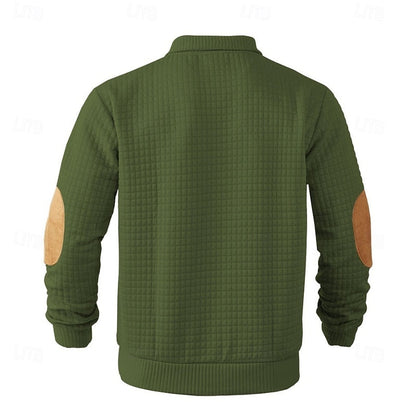 Men's Textured Stand-Collar Knit Pullover | Classic Cosy Casual Everyday Sweater | Smart Casual Everyday Autumn Winter Knitwear