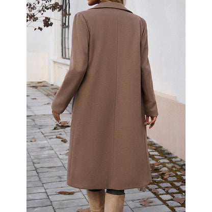Women's Longline Tailored Notch-Lapel Coat | Classic Grey Smart Casual Winter Coat | Smart Casual Formal Everyday Autumn Winter Outerwear