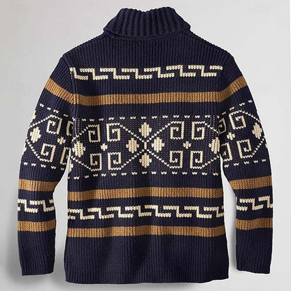 Men's Patterned Zip-Front Knit Cardigan | Classic Casual Everyday Cosy Zip Cardigan | Smart Casual Everyday Autumn Winter Knitwear