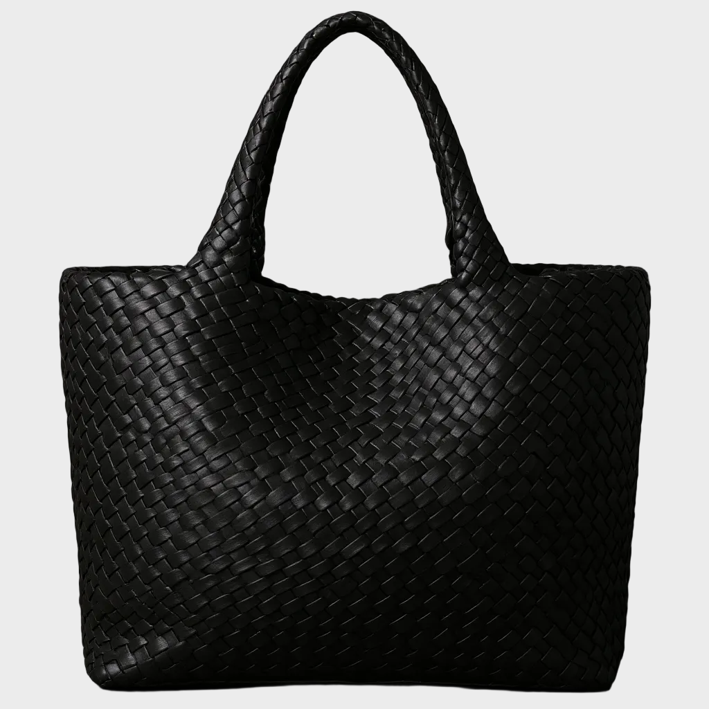 Handgewebte Ledertasche für Damen | Große lässige Umhängetasche in Tan mit gewebtem Flechtmuster | Elegant-lässige Alltagstasche zum Ausgehen