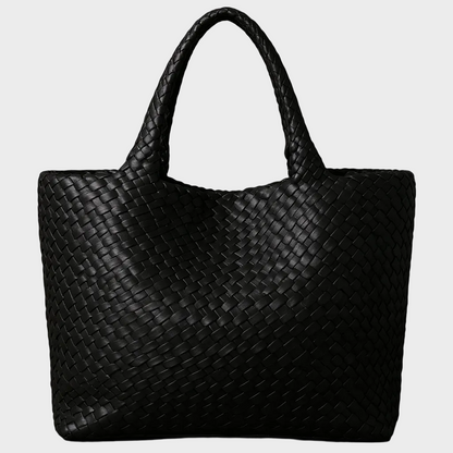 Handgewebte Ledertasche für Damen | Große lässige Umhängetasche in Tan mit gewebtem Flechtmuster | Elegant-lässige Alltagstasche zum Ausgehen