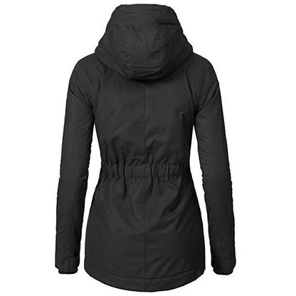Women's Sherpa-Lined Hooded Winter Parka | Warm Drawstring Waist Casual Padded Parka Coat | Everyday Casual Autumn Winter Outerwear