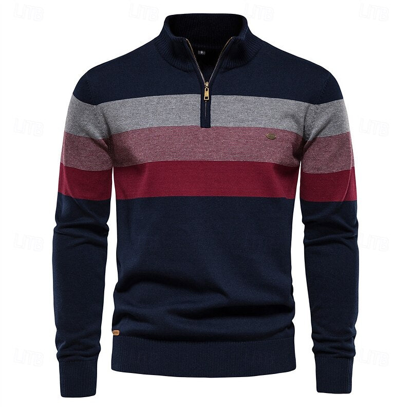 Men's Quarter-Zip Knit Sweater | Soft Classic Casual Everyday Cosy Pullover | Smart Casual Everyday Autumn Winter Knitwear
