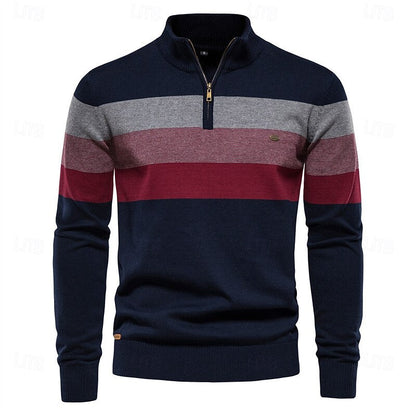 Men's Quarter-Zip Knit Sweater | Soft Classic Casual Everyday Cosy Pullover | Smart Casual Everyday Autumn Winter Knitwear