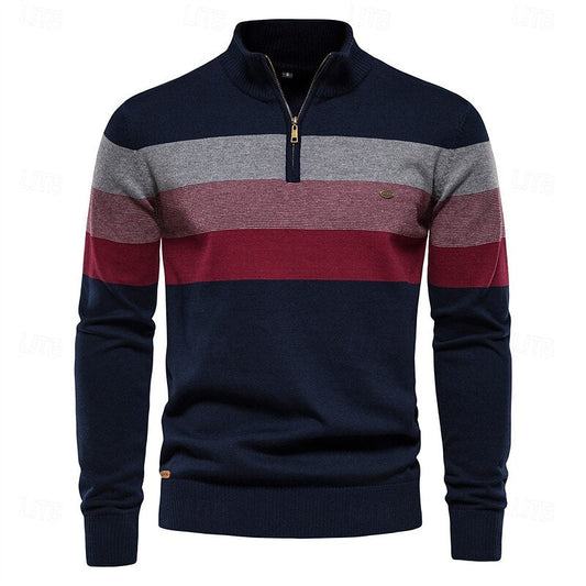 Men's Quarter-Zip Knit Sweater | Soft Classic Casual Everyday Cosy Pullover | Smart Casual Everyday Autumn Winter Knitwear