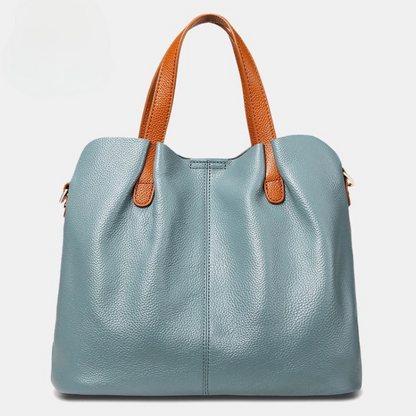 Damen-Hobo-Tasche aus echtem Leder mit Tragegriff | Graues genarbtes Leder, lässige Alltagsschultertasche | Smart-Casual-Tasche für den Alltag und zum Ausgehen