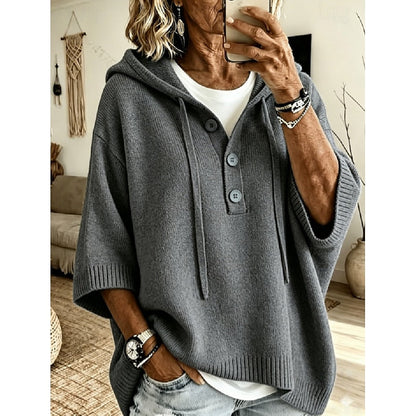 Women's Relaxed Hooded Knit Sweater | Cosy Casual Everyday Hoodie Pullover | Smart Casual Everyday Autumn Winter Knitwear