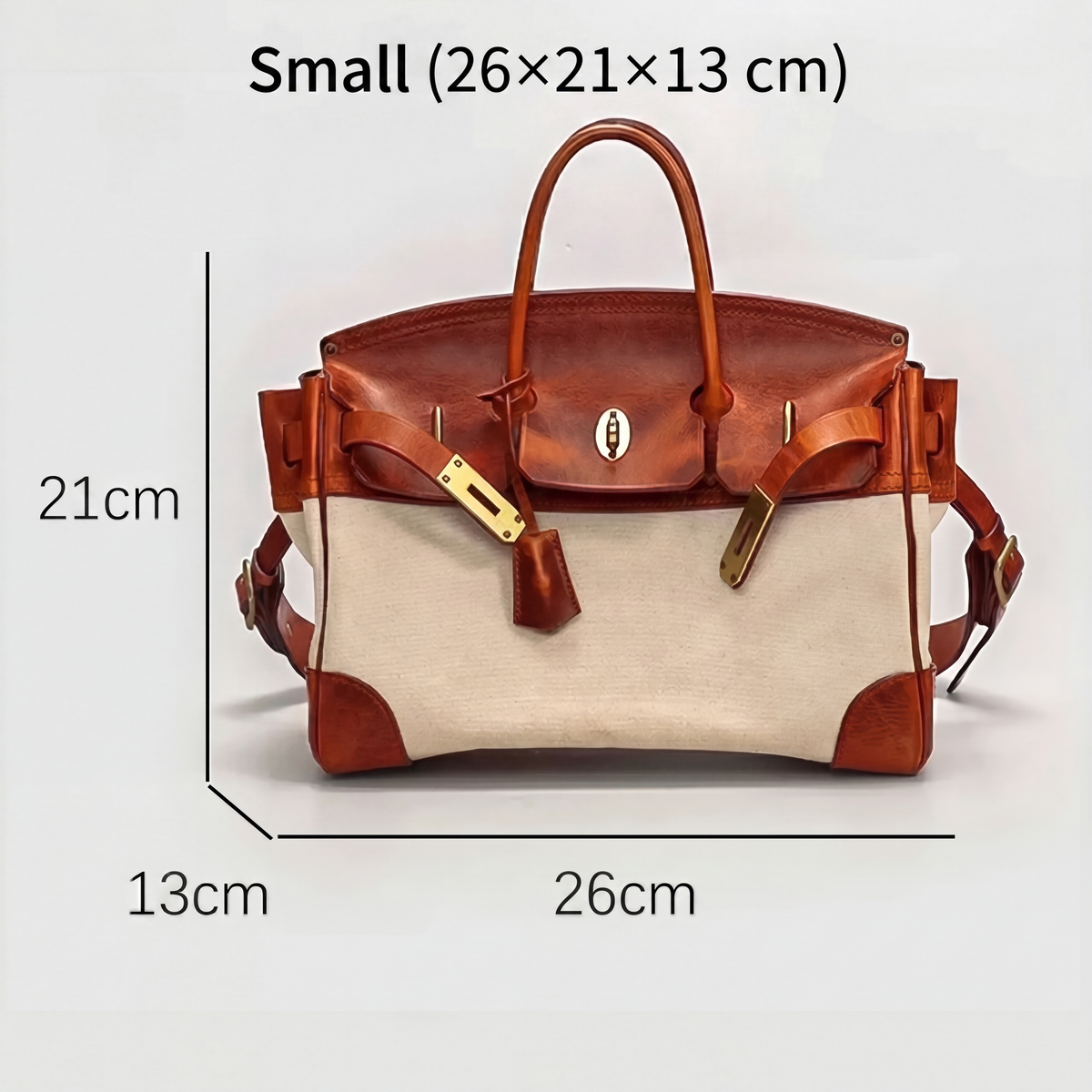 Reisetasche für Damen aus Canvas und Leder | Große strukturierte Tasche in Elfenbein und Tan mit Tragegriffen | Lässige Reise- und Urlaubstasche