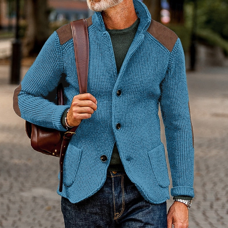 Men's Textured Knit Open-Front Cardigan | Classic Cosy Casual Everyday Cardigan | Smart Casual Everyday Autumn Winter Knitwear