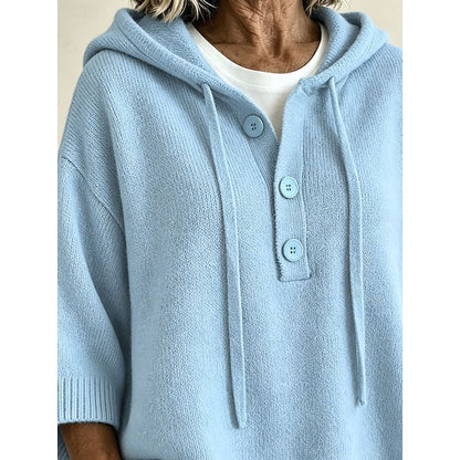 Women's Relaxed Hooded Knit Sweater | Cosy Casual Everyday Hoodie Pullover | Smart Casual Everyday Autumn Winter Knitwear