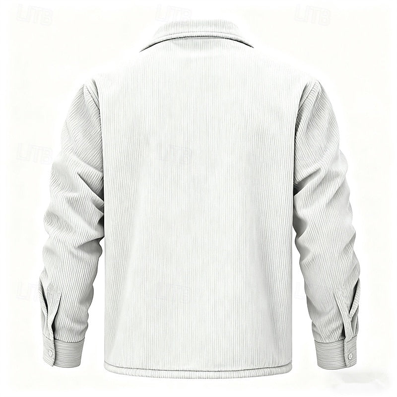 Men's Sherpa-Lined Corduroy Shacket | Warm Fleece-Lined Button-Front Casual Overshirt Jacket | Smart Casual Everyday Autumn Winter Outerwear
