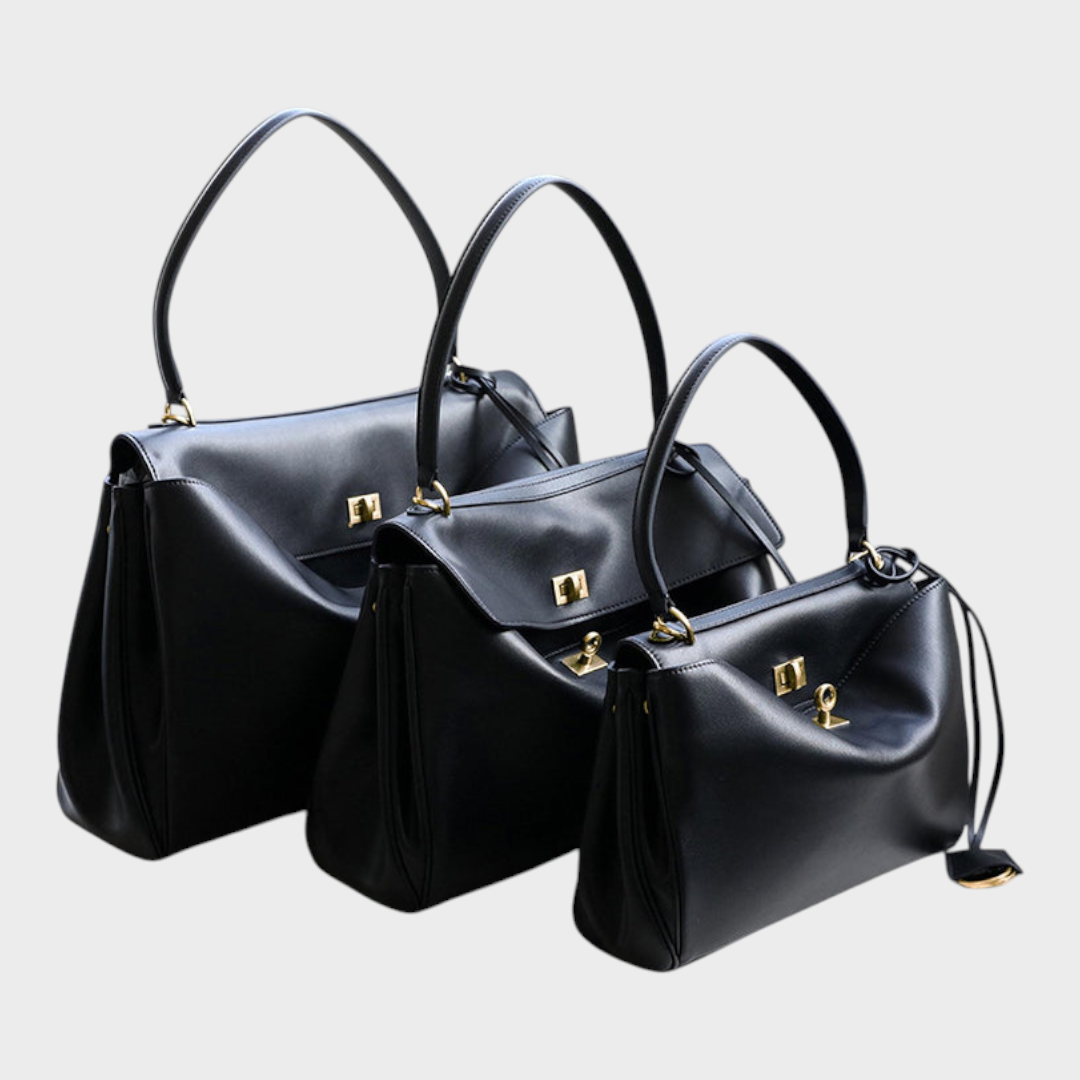 Ledertasche für Damen mit Tragegriff | Strukturierte bordeauxrote Umhängetasche mit Drehverschluss | Elegant-lässige Alltagstasche zum Ausgehen