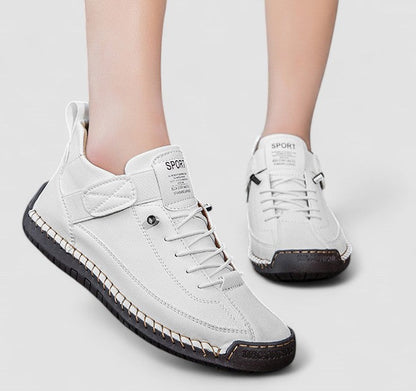 Women's Leather Lace-Up Comfort Shoes | Supportive Cushioned Casual Everyday Walking Shoes | Everyday Comfortable Casual Shoes