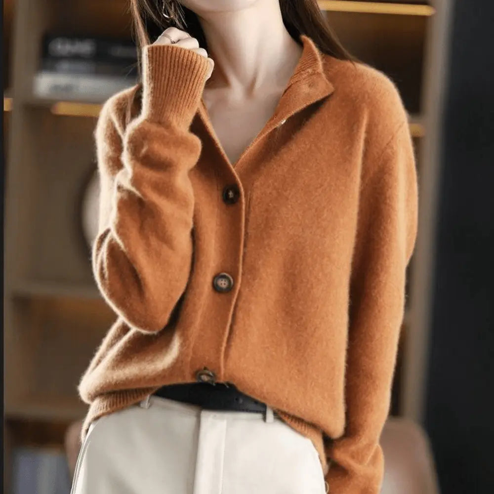 Kashmir Cardigan Dame – Luksuriøs Beige Strikcardigan