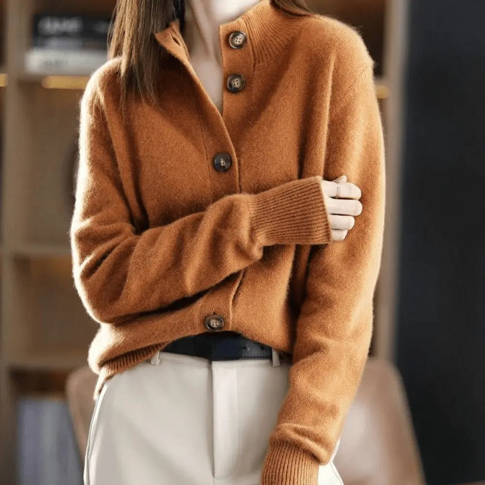 Kashmir Cardigan Dame – Luksuriøs Beige Strikcardigan