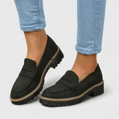 Women's Suede Platform Loafers | Comfortable Women's Platform Slip-Ons | Elegant Women's Slip-On Shoes