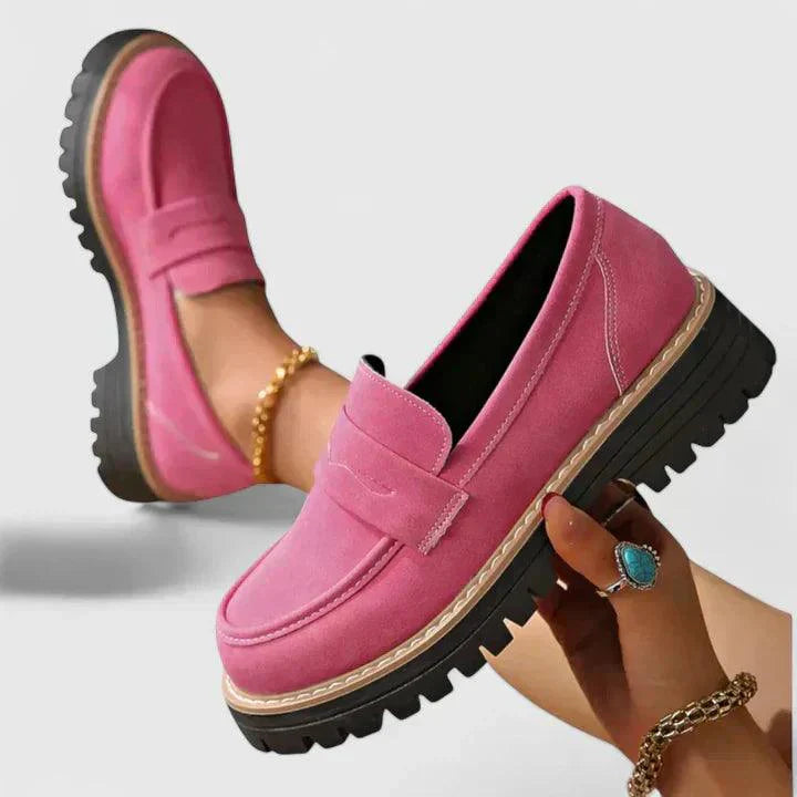 Women's Suede Platform Loafers | Comfortable Women's Platform Slip-Ons | Elegant Women's Slip-On Shoes