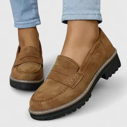 Women's Suede Platform Loafers | Comfortable Women's Platform Slip-Ons | Elegant Women's Slip-On Shoes