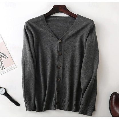 Men's Refined V-Neck Button Cardigan | Soft Classic Casual Everyday Cosy Cardigan | Smart Casual Office Everyday Autumn Winter Knitwear